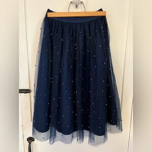Beulah Midnight Blue Embellished A-Line Skirt